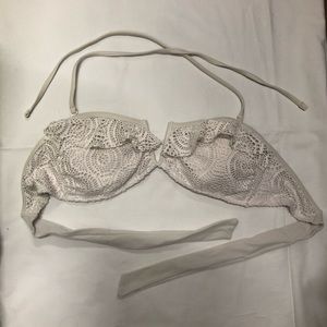 Aerie White Eyelet Bandeau Swim Top